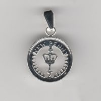Decimal Halfpenny coin pendant available from 1971 to 1981