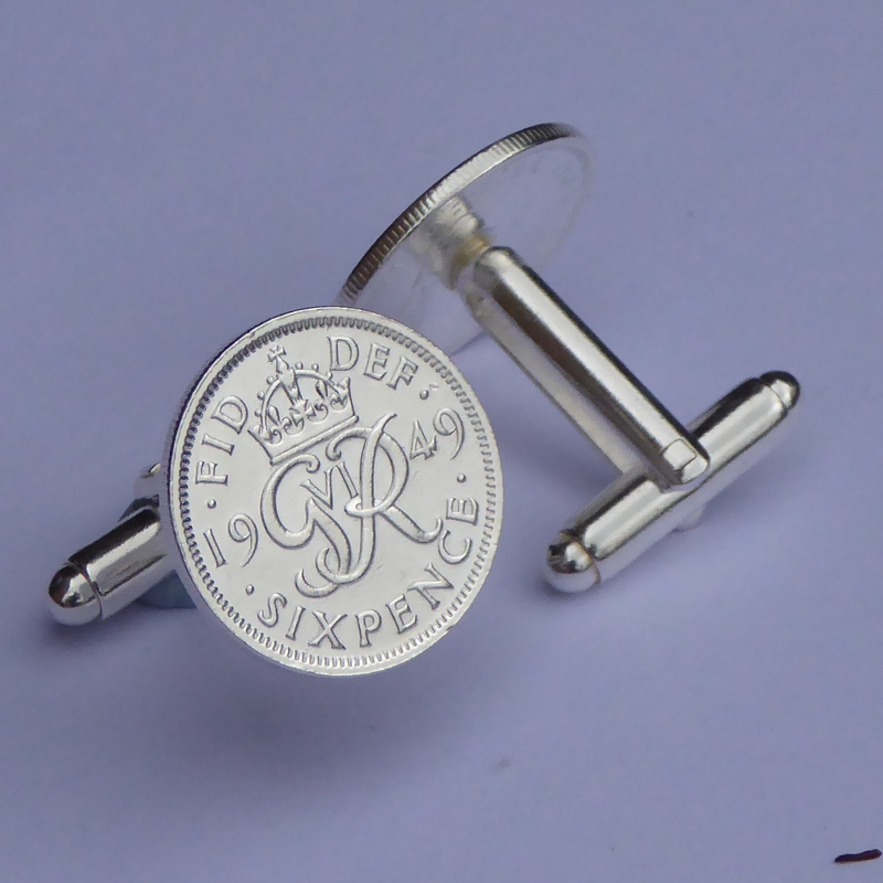 Sixpence coin cufflinks . Solid 6th Sixpence cufflinksCoinwear.